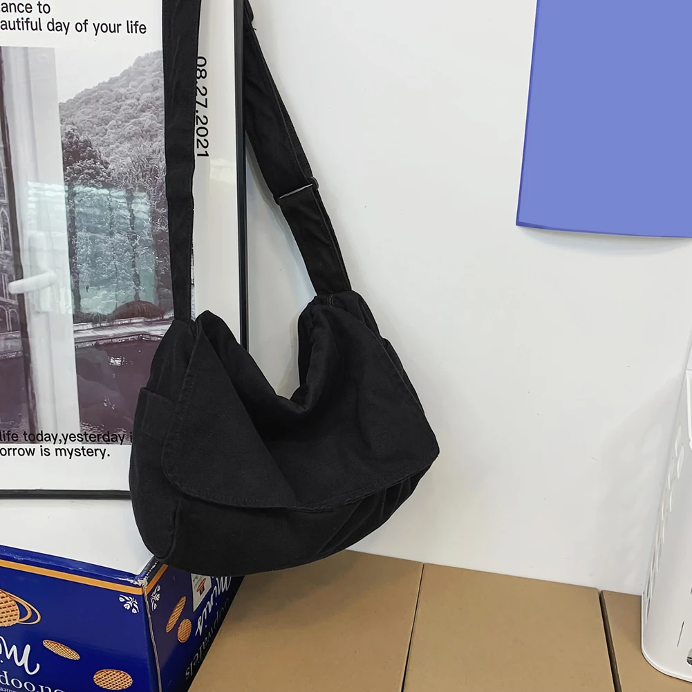 Washed Canvas Women Shoulder Bag Large Capacity Retro Messenger