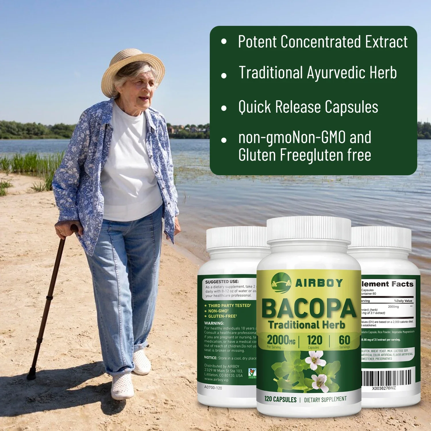 Bacopa Monnieri Extract-Helps Clear Thinking and Improves Memory, Delay Skin Aging