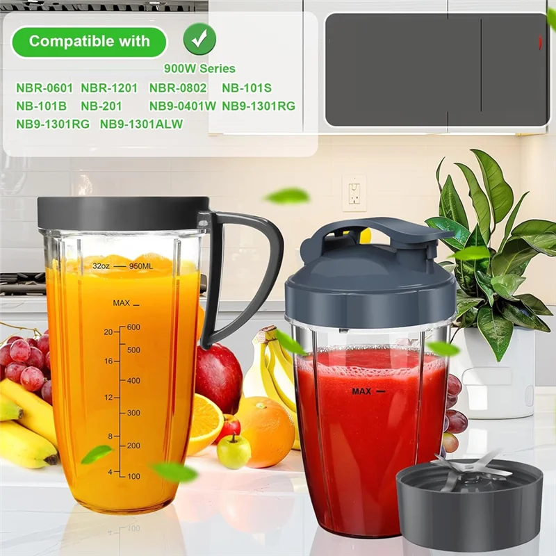 Caraffa E Coperchio Di Ricambio Per Frullatore – 32 Oz – ABS/PC – Compatibile Con Frullatori 900W – Misure Disponibili 18/24/32 Oz - 4