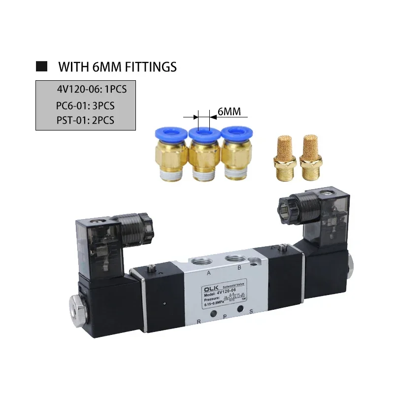 

4V120-06 Solenoid valve Double headed Double control 5 Way 2 Position Power down hold Pneumatic directional valve
