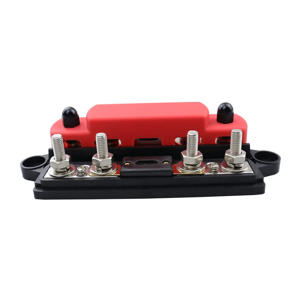 RV Marine Double Row 4 Way Busbar M8 High Current Wiring Stud Busbar 4 Posts with 300A Fuse