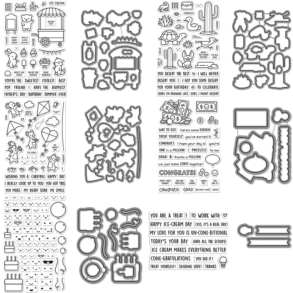 Treat Cart All the Smiles Critters in the Desert Clear Stamps and Dies for DIY Scrapbooking Album Decoration Card Making Crafts