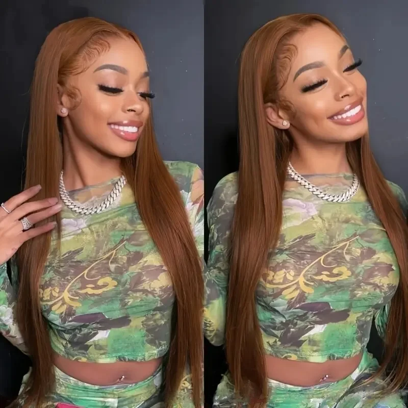 Brown Wig Human Hair Straight Colored Lace Front Wig Pre Plucked 13x4 13x6 Transparent Lace Frontal for Women