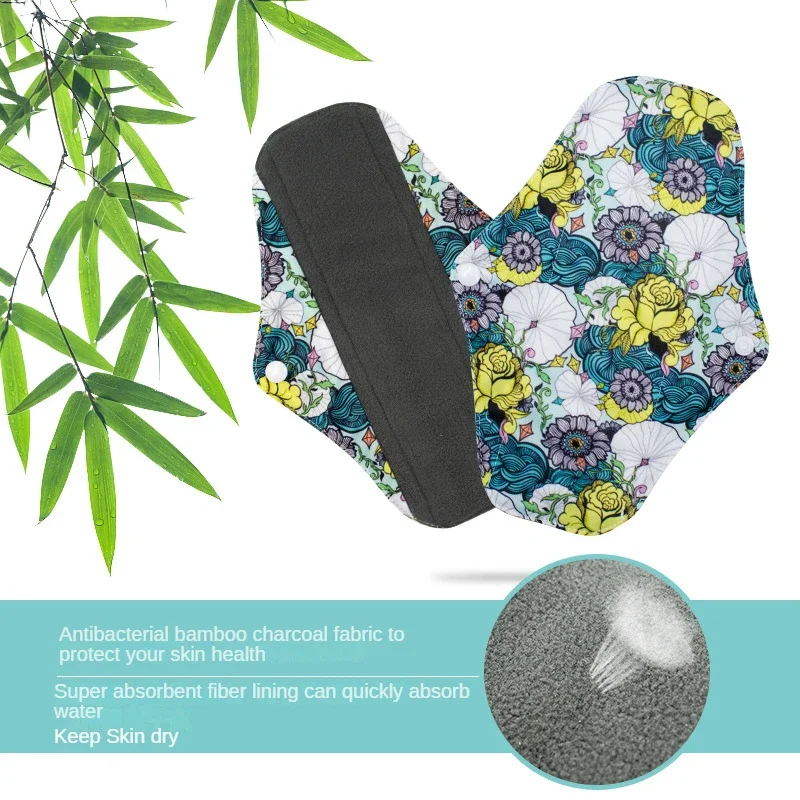 Bamboo Cloth Sanitary Napkin Reusable Washable Menstrual Pads Women Hygiene Sanitary Towels Pads Postpartum Nursing Pads 5