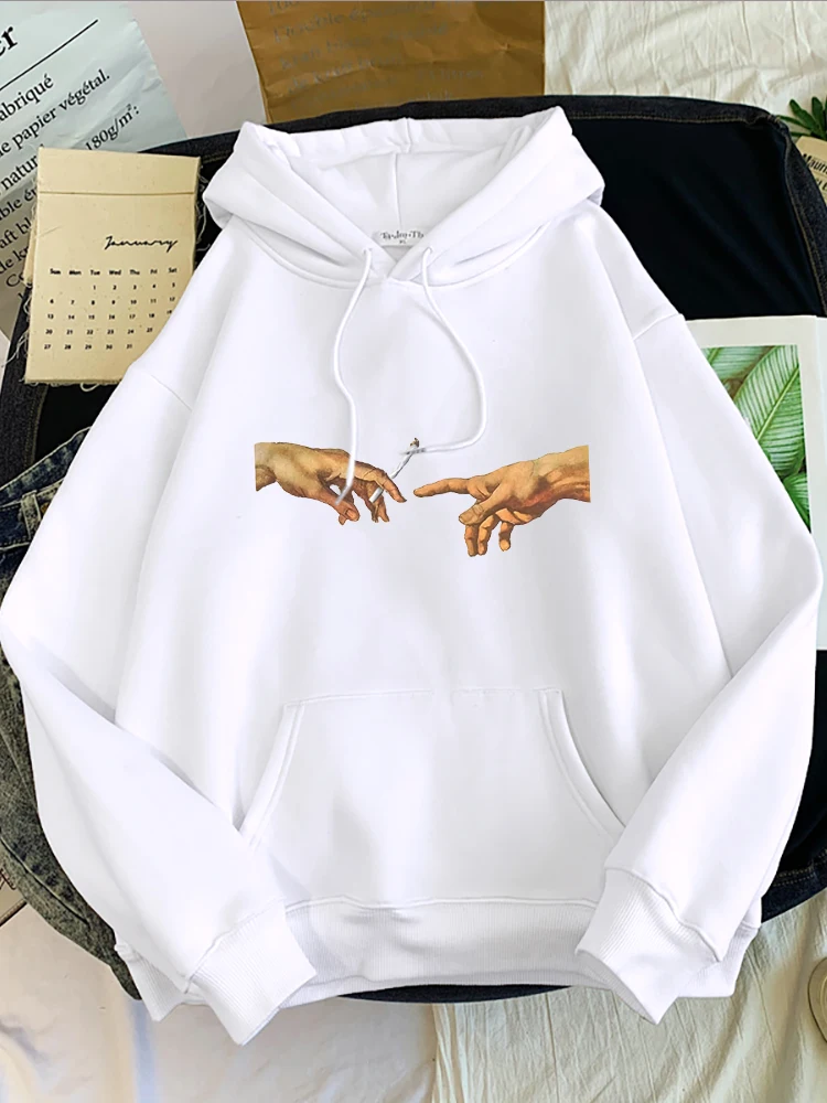 Hoodies Women's Two Hands And a Cigarette Graphic Print Hoodiest Thirteen Colors Harajukua Style Casual Top Women Street Style
