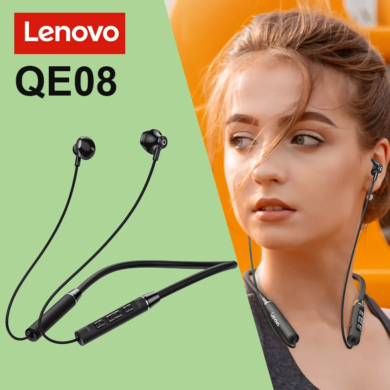 Lenovo QE08 100%Original Neckband Bluethooth Earphone True Wireless ...