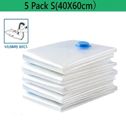 Space-Saving Vacuum Storage Bags for Bedding and Travel, 5-Pack Compression Organizer (5Pack S  Only Bags)