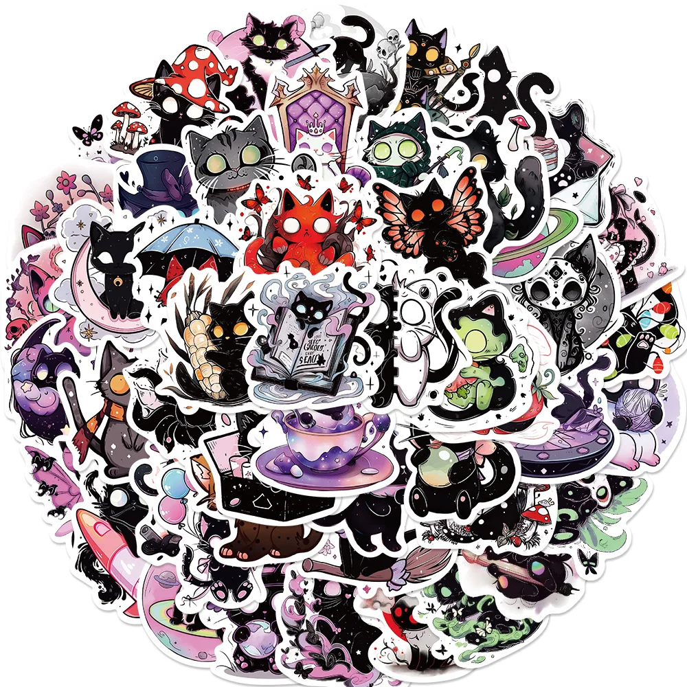 Cat Stickers Waterproof Vinyl Stickers for Water Bottle Laptop Phone Skateboard 50PCS
