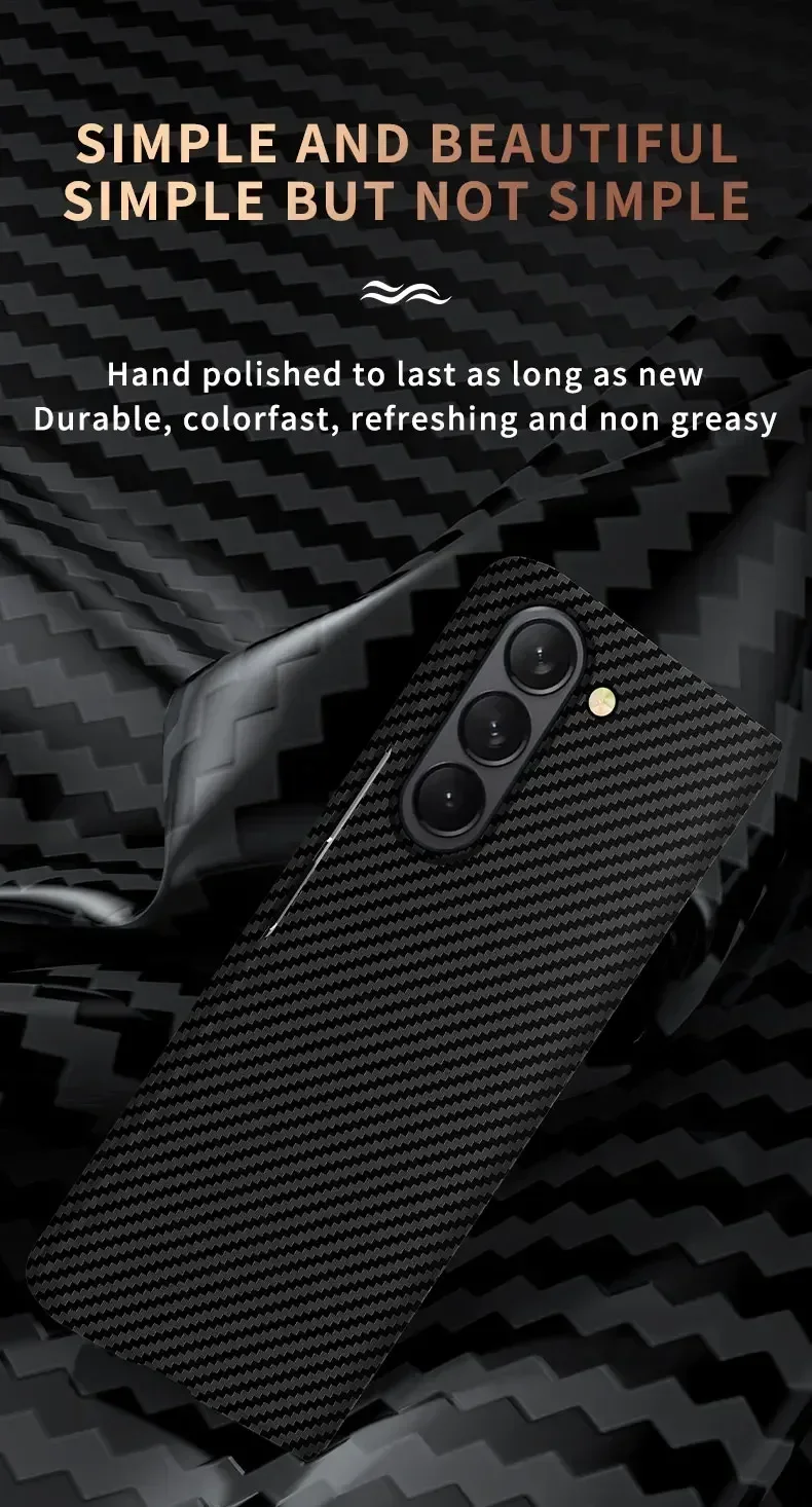 Custodia pieghevole in fibra di lusso ultra sottile e delicata sulla pelle per Samsung Galaxy Z Fold 6 5 4 3 5G, antiurto, rigida per PC_voghion.com