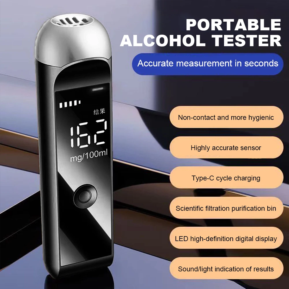 Breathalyzer Portable Alcohol Test Tools Professional-Grade Accuracy Breath Alcohol Tester for Personal & Professional Use