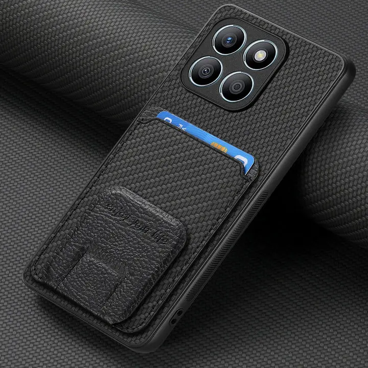 Leather Magnetic Card Holder Stand Back Cover