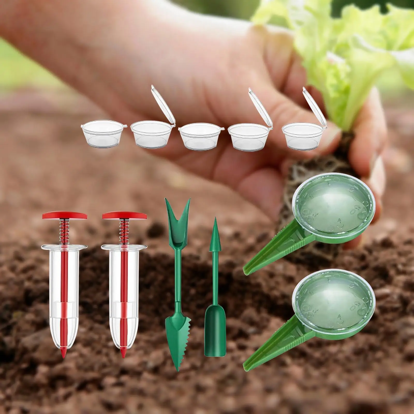 Mini Seed Spreader Set Lightweight Planter Tool Small Reusable Seed Spreading Handheld Seed Planter Seedling Dibber and Widger