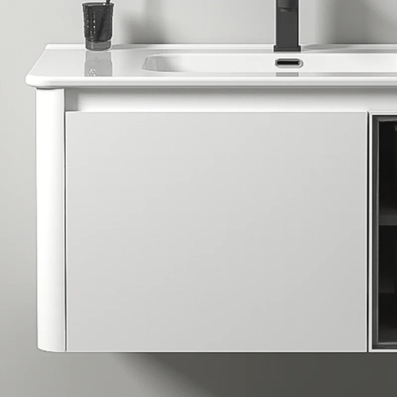Cheap Price Plywood Bathroom Vanity Cabinet With Ceramic Basin Bathroom Vanity With Body Sensor LED Mirror Cabinet