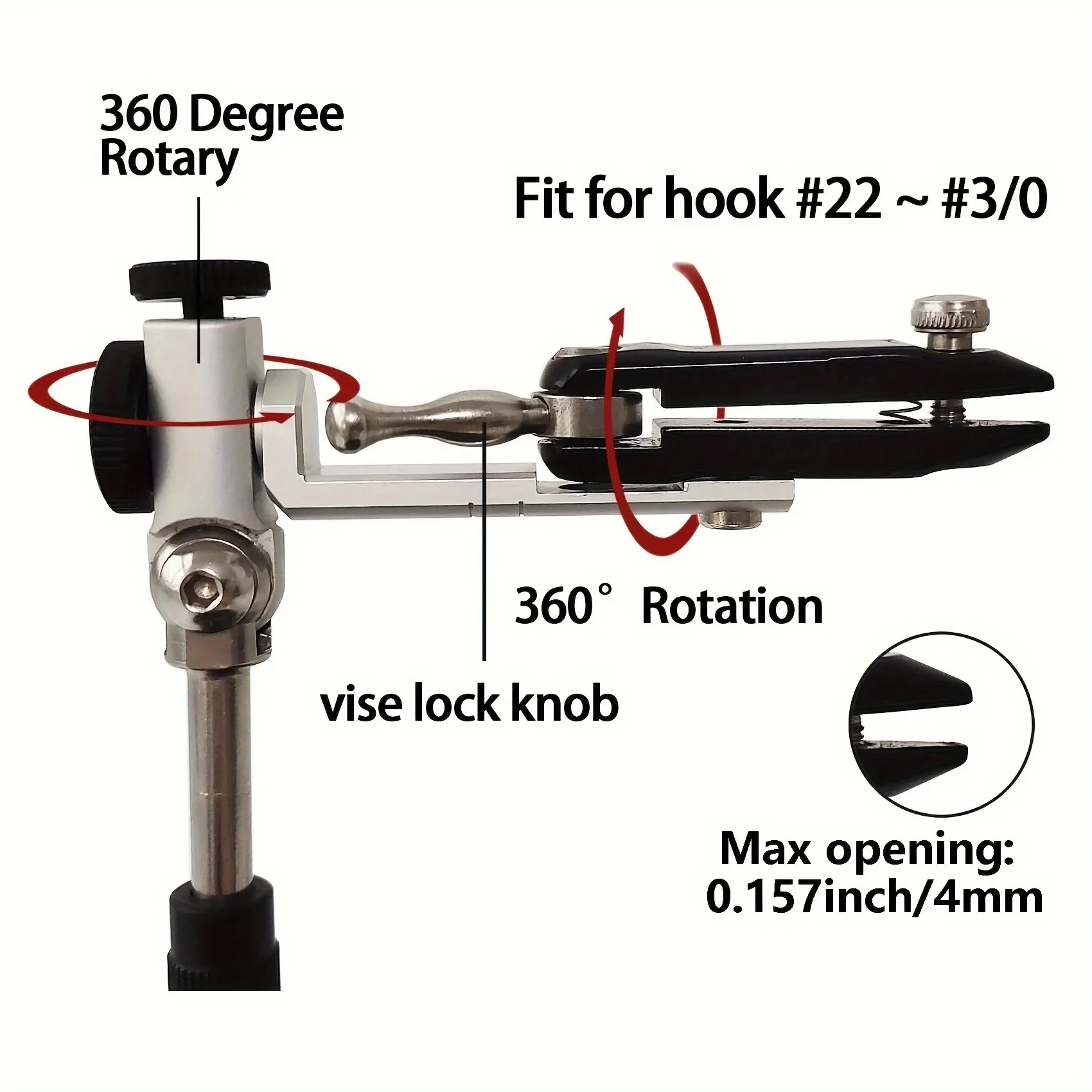 Foldable PA6 Base Anodized Aluminum 360° Rotary Fly Tying Vise 4 Foldable PA6 Base Anodized Aluminum 360° Rotary Fly Tying Vise 4