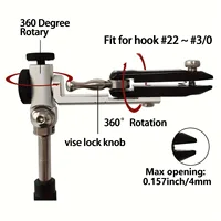 Foldable PA6 Base Anodized Aluminum 360° Rotary Fly Tying Vise 4