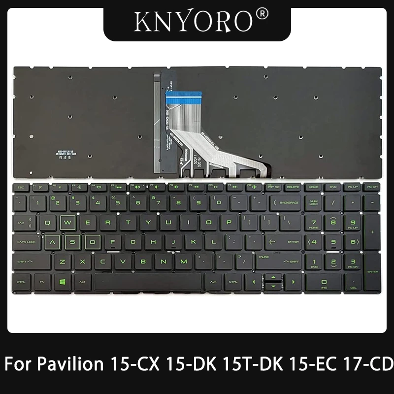 US Layout Green Backlit Gamer Keyboard HP Pavilion Gaming 15 CX TPN