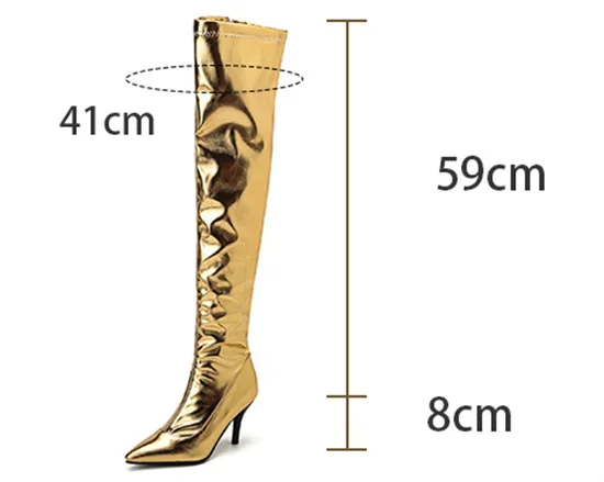 Women Thigh High Boots Silver Gold Club Show Party Lady High
