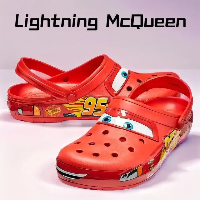 Summer Slippers Men Lightning Mcqueen Man Waterproof Outdoor Beach Slippers Holey Shoes Sandals Woman Eva Anime Car Flip Flops 1