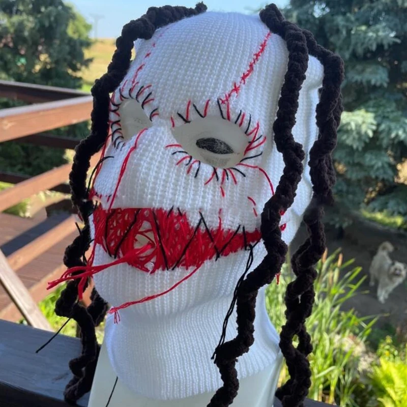 남성용 겨울 스키 마스크 발라클라바 페이스 마스크 풀 페이스 마스크 니트 스키 마스크 남성 여성용 비니 풀 페이스 커버