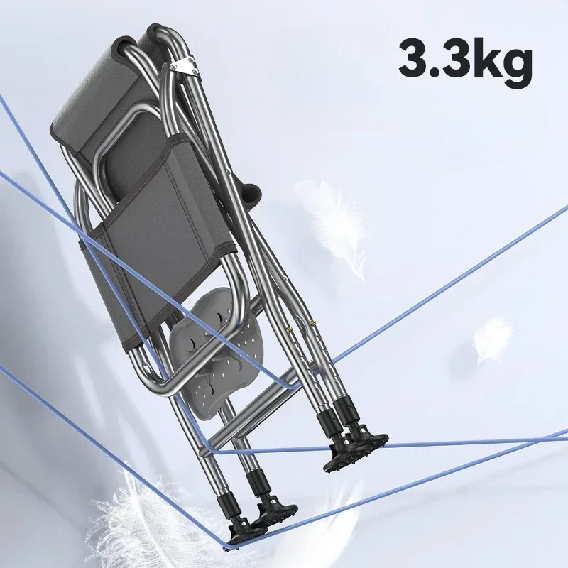 High Fishing Chair, Adjustable Footrest, Stainless Steel Folding Seat, Reclining Backrest, Portable Sturdy Fishing Gear
