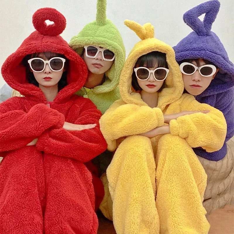 성인 어린이 Onesies 부드러운 긴 소매 잠옷 Dipsy Tinky Winky Po Lala 의상 홈 의류 여성 유니섹스 홈웨어