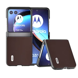 Retro Genuine Cowhide Leather Phone Case - Luxury Vintage Classic Armor Back Cover for RAZR 40 (Coffee)