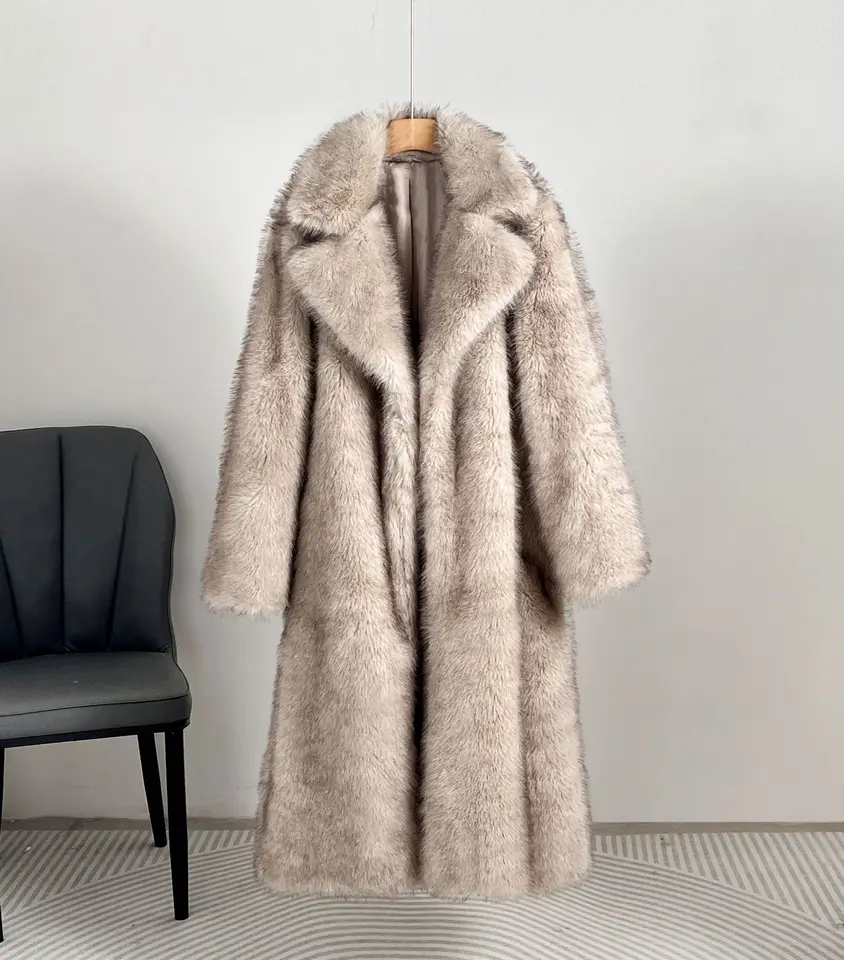 Women's Thick Warm Faux Fur Long Coat Imitation Fox Fur Jacket