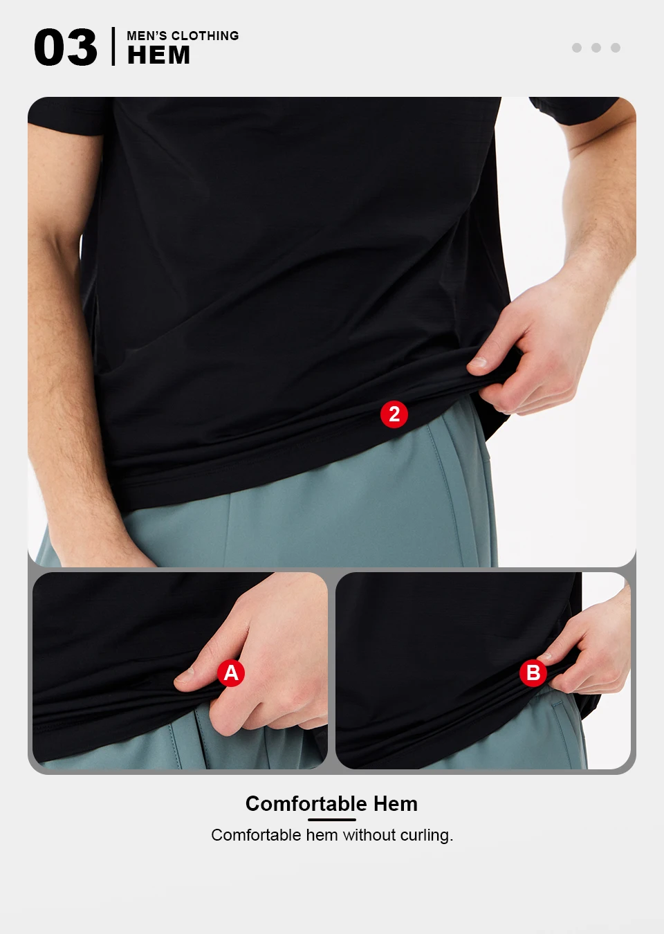 Baasploa Herren-Sport-T-Shirt, atmungsaktives Laufshirt für Herren, Markenkomfort, weich, schnell trocknend, Trainingsserie, solide Kleidung – Detail 10