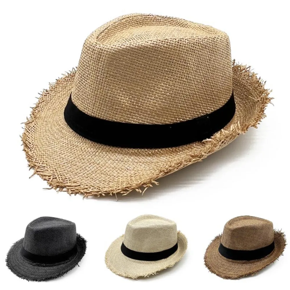

Straw Sun Hat Unisex Wide Brim Cowboy Straw Hat Sun Protection Jazz Hat Womens