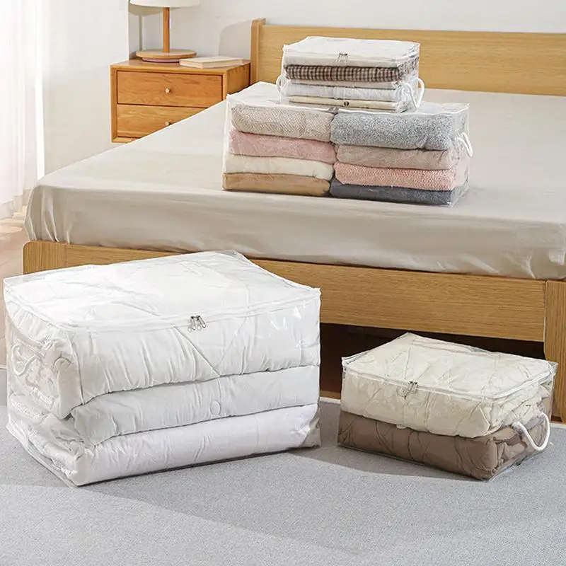 Dust-proof Large Capacity Storage Bag Quilt & Clothes Organizer With Zipper And Handles For Closet Wardrobe Household accessory 5
