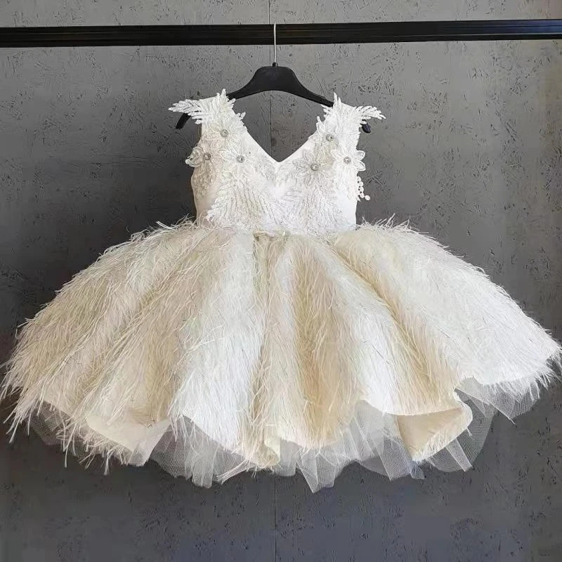 Robe fille Trish Scully crème ivoire dentelle tulle fête fleurs taille 2 2T