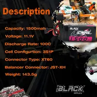 2pcs CNHL 3S 11.1V Lipo Battery 1100mAh 1300mAh 1500mAh 100C With XT60 T Plug for FPV Airplane Helicopter Drone Quadcopter Hobby 2