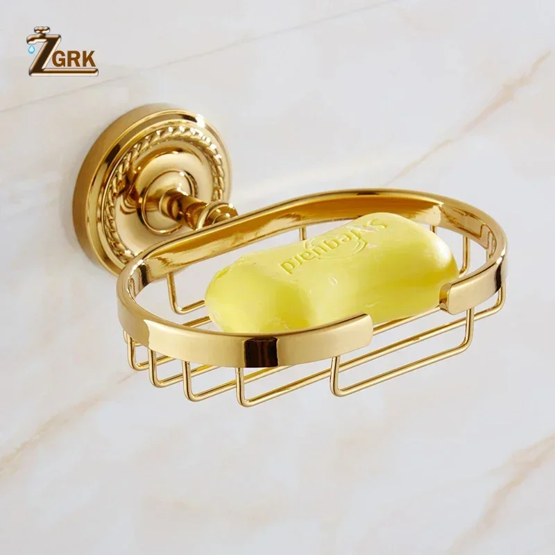 ZGRK Gold Bathroom Accessories Bath Brass Soap Dish Set Toilet Life Bathroom Rack Paper Holder Appliance