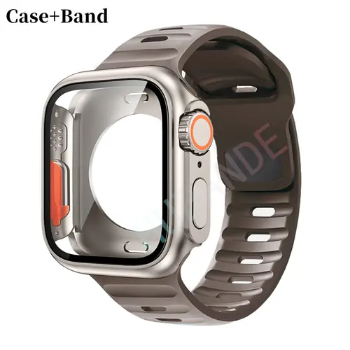 Silicone strap For Apple Watch 44mm 45mm 41mm 40mm Bracelet+Screen protectores Change to Ultra For iWatch Series 9 8 7 SE 6 5 3 - Image 26