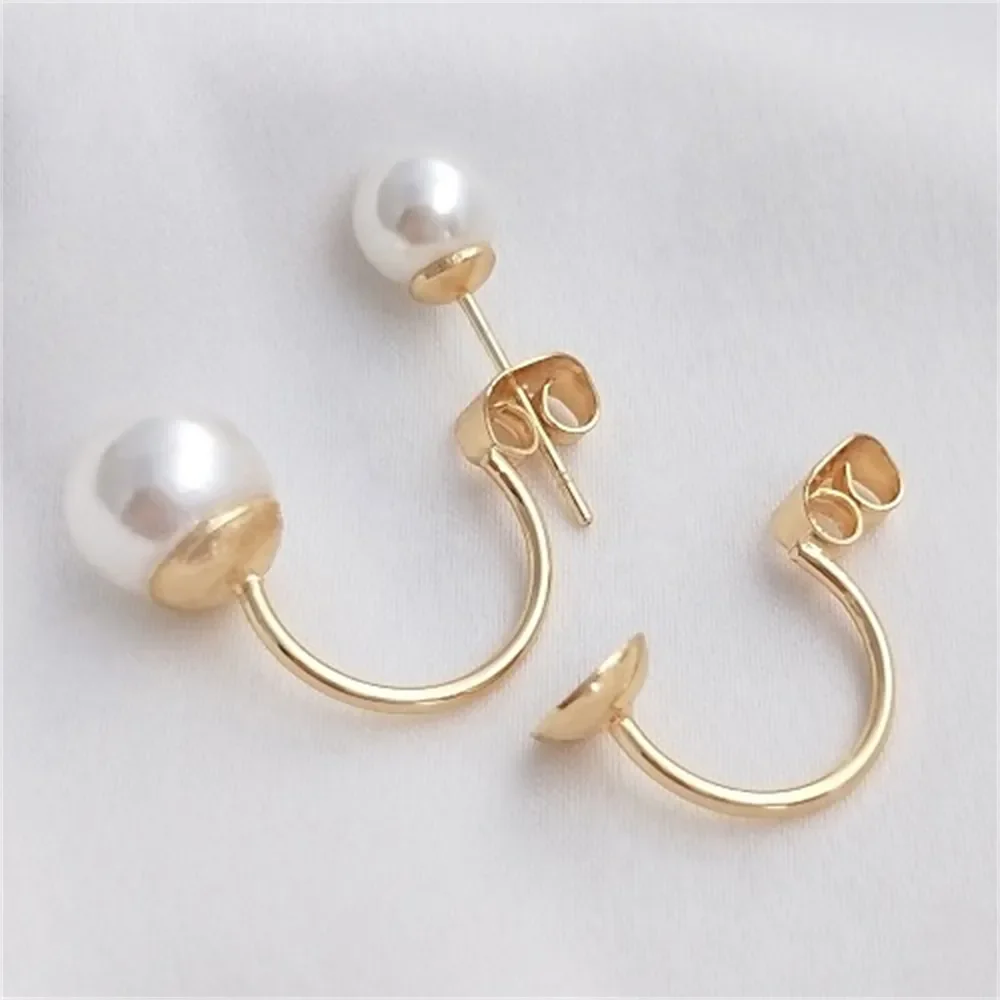 

Diy Accessories 14K Gold-plated C-shaped Pearl Butterfly Earplugs Hanging Ear Plugs Handmade Ear Jewelry Materials E135