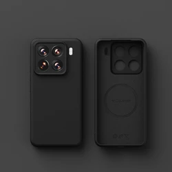 Shockproof Liquid Silicone Magnetic Wireless Charging Case - Solid Color Cover for Xiaomi 14 (Black)