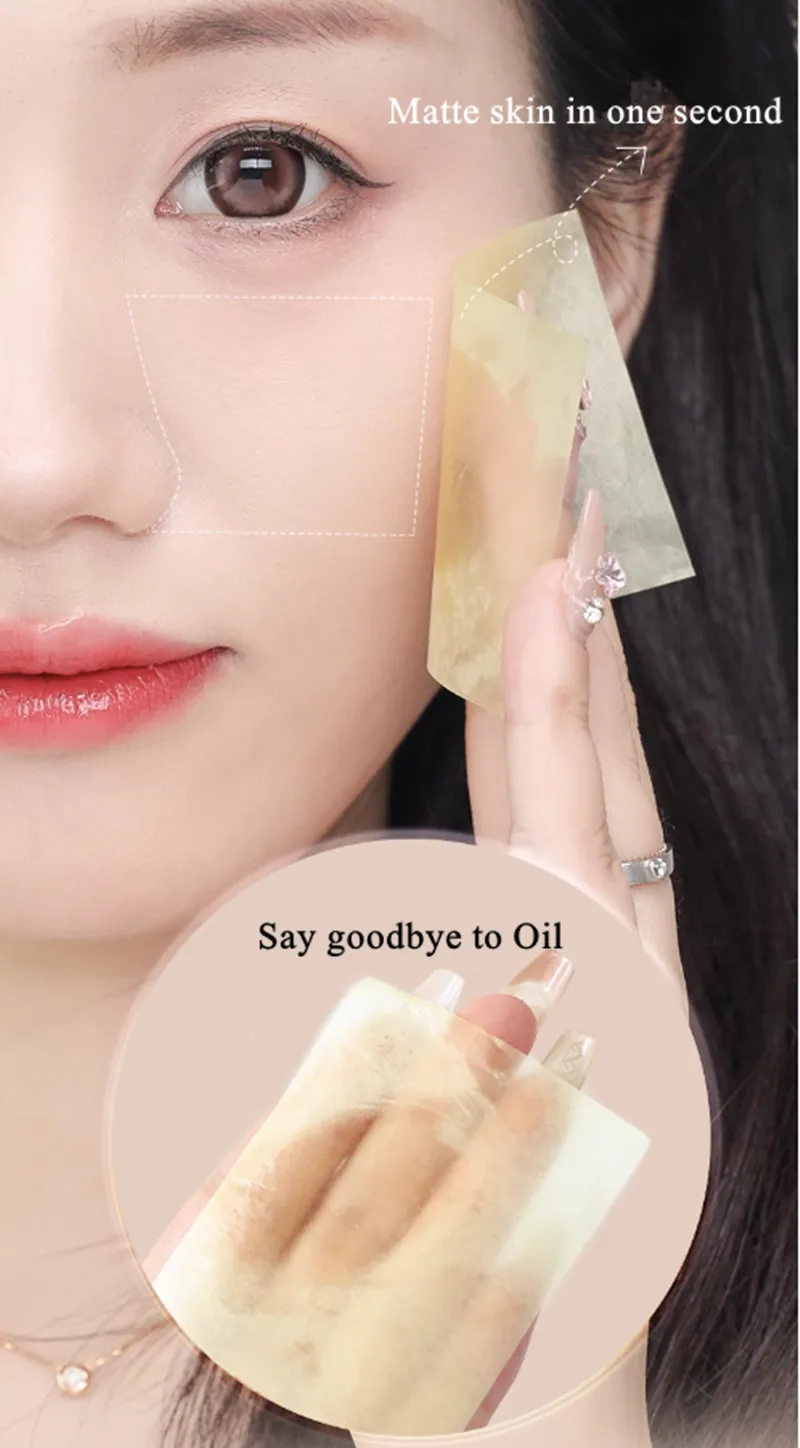 Description Picture 3 of itemGUOXIAONIU 100 Sheets Oil Blotting Paper&Powder Puff&Mirror Oil Control Makeup Setting Oil Absorbing Clear Wipes Cosmetic Tool