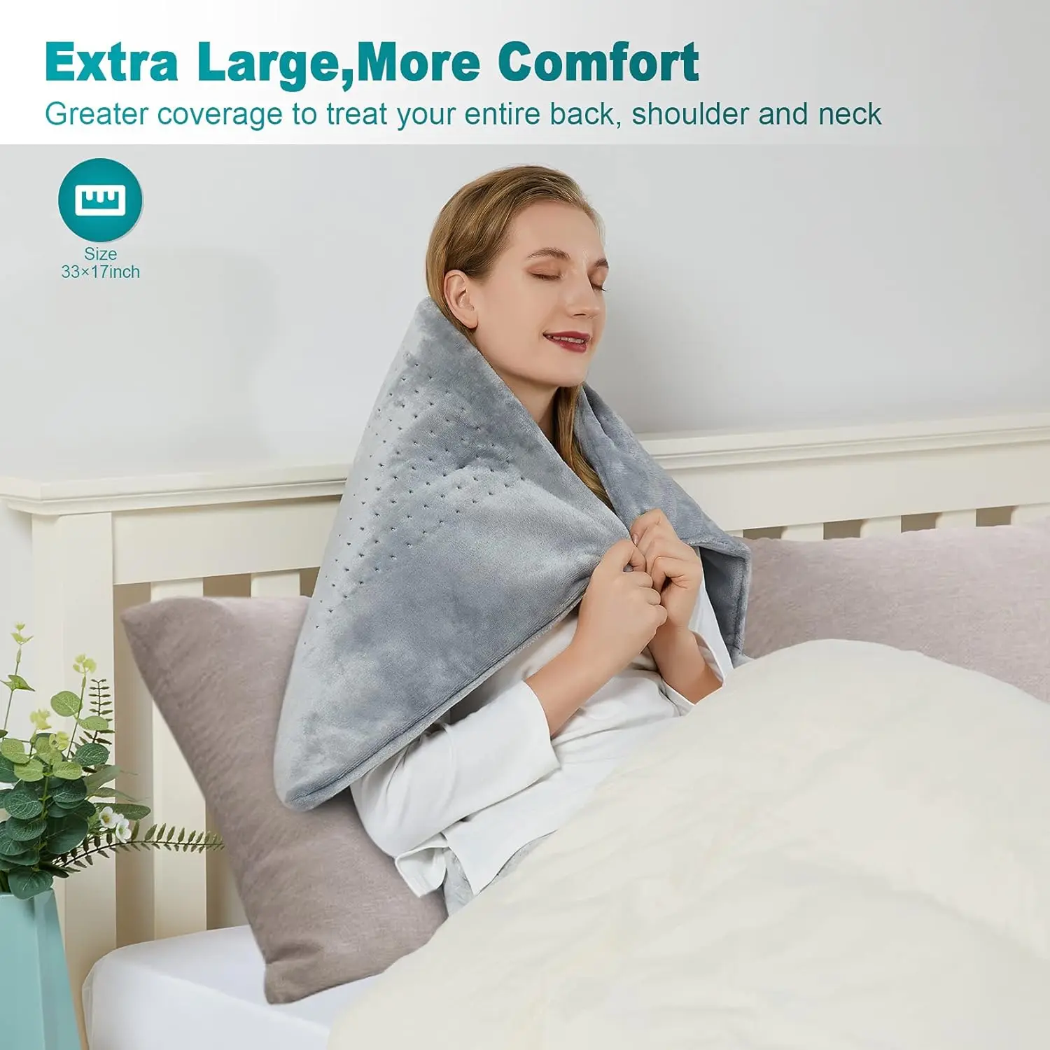 Heating Pad for Back Pain Relief 33"x17" Extra Large Electric Heating Pads for Cramp Neck and Shoulder, Moist & Dry Heat Therapy