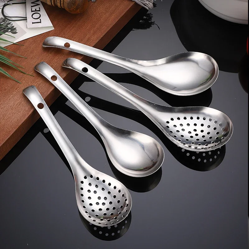 304 Stainless Steel Strainer Spoon Kitchen Colander Spoon Spoon Filter Strainer Food ScoopPerforated Skimmer Colander