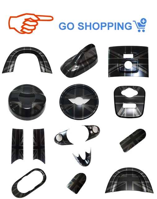 Coprispecchietti Per Mini Cooper Serie F - Union Jack Nero (Senza Foro Luminoso)