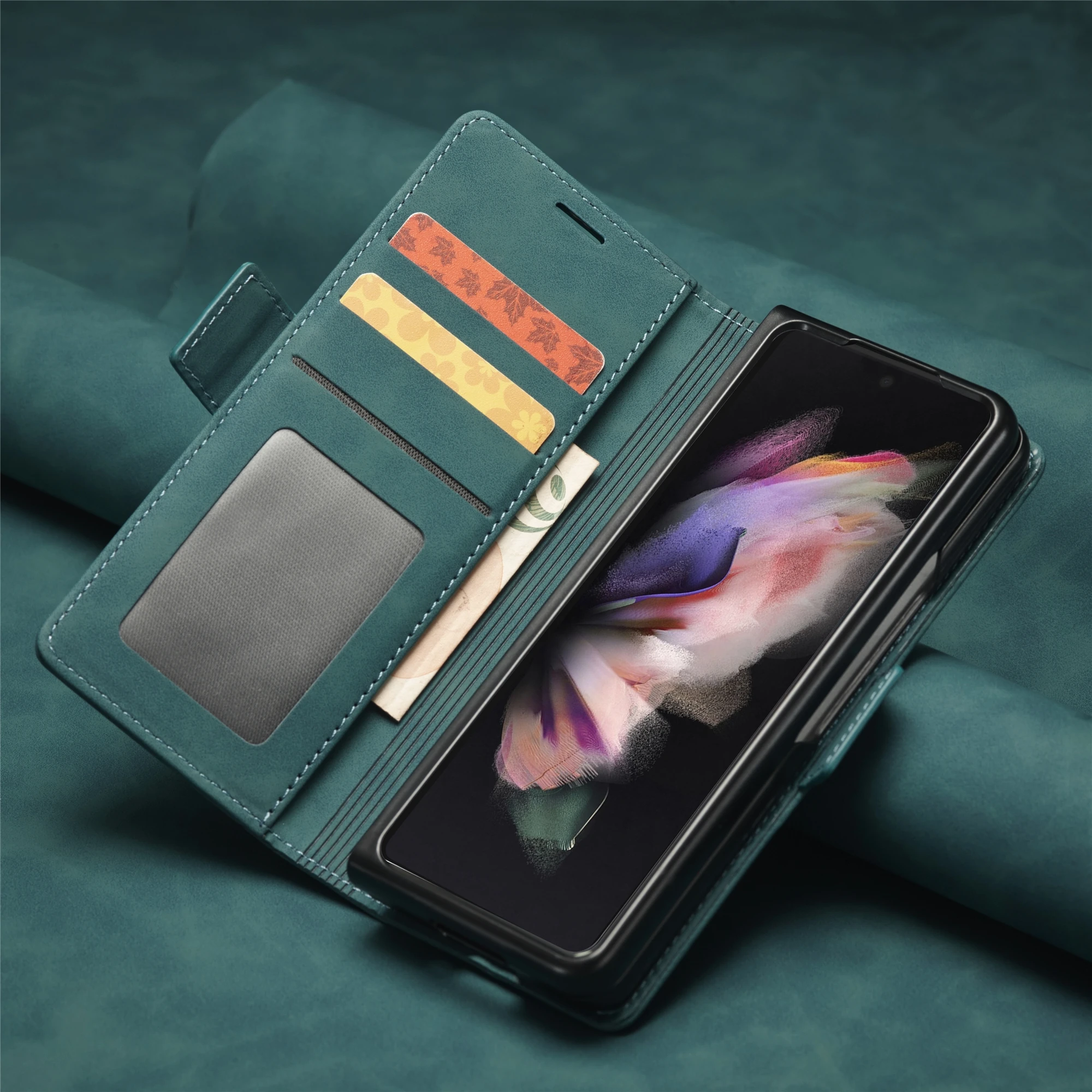 Luxury Leather Wallet Case with Card Holder and Magnetic Closure - Premium Flip Book Design