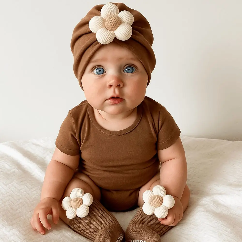 Cotton Newborn Hat Socks Set Breathable Soft