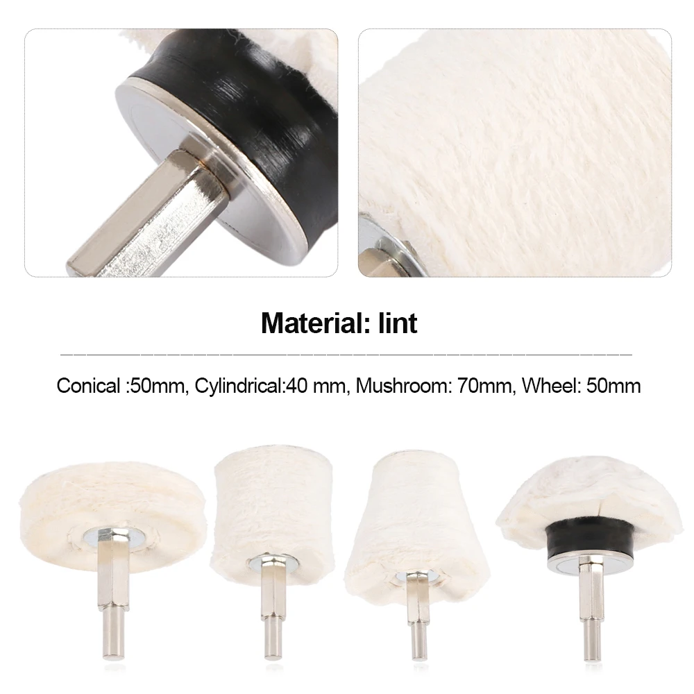 7Pcs Wear Resistant Buffing Wheel Mushroom T-Shaped Wheel Grinding Head Shank Lint Polishing Wheel for Wood Metal Glass 5