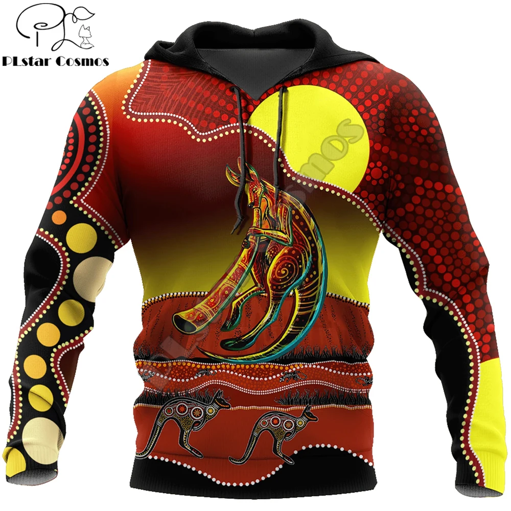 Aboriginal Didgeridoo Kangaroo 3D All Over Printed Mens Zip Felpe Autunno Unisex Pullover Giacca Casual Tute Tdd35