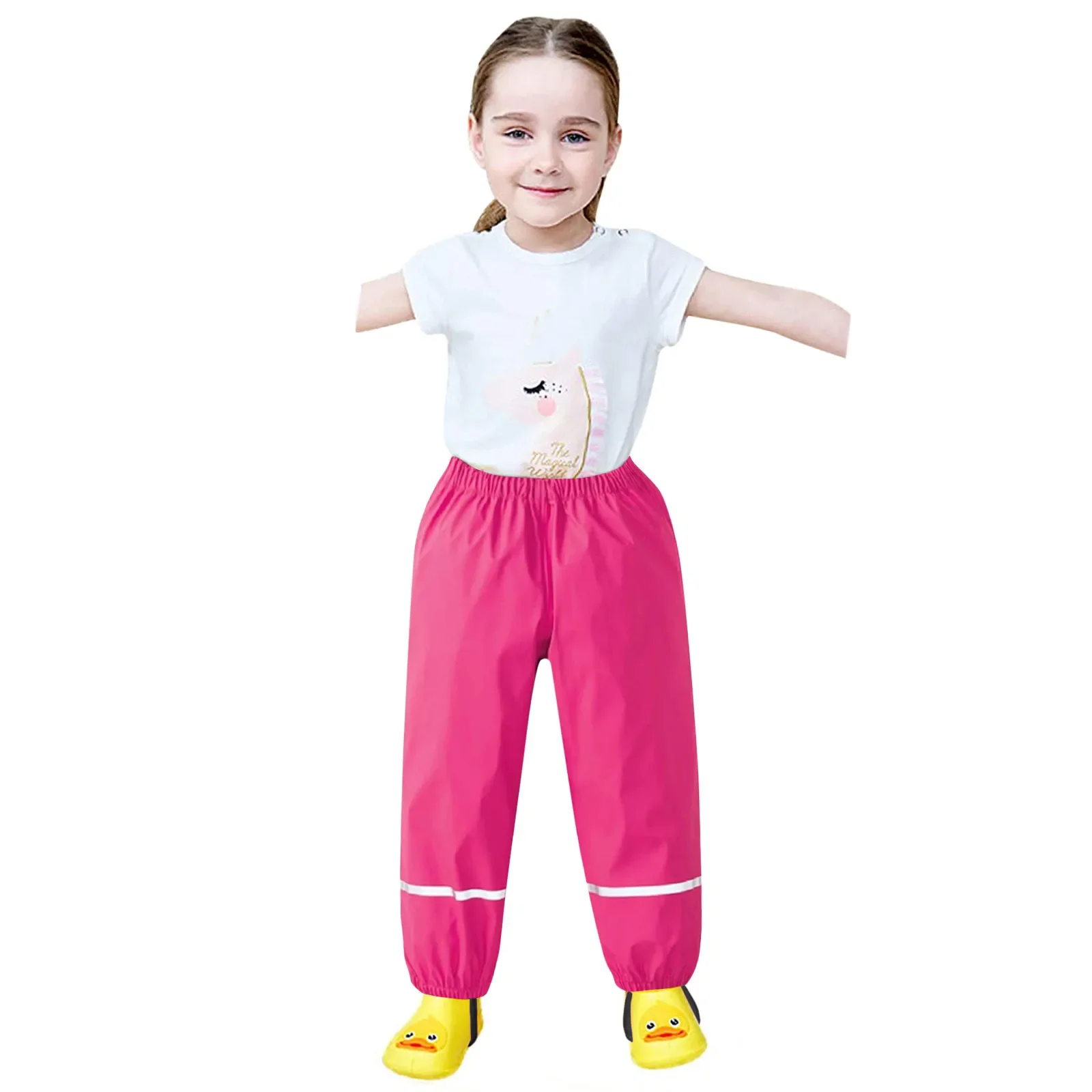 Kids Raincoat Rain Pants Waterproof Cartoon Children&rsquo;s Kids Rain Dungarees Mud Trousers Waterproof Breathable for Girls Boys