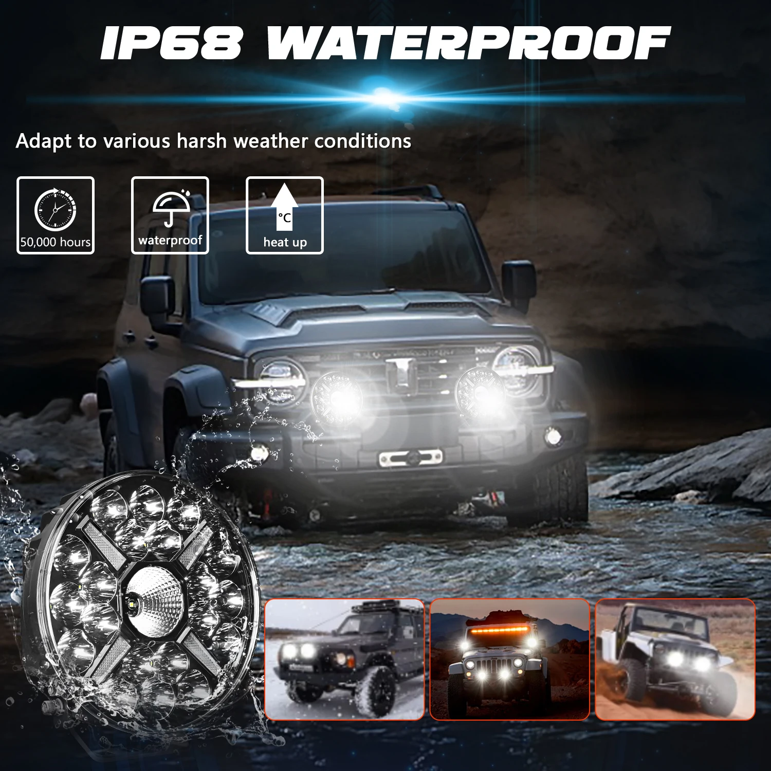 9Inch Work Headlight Bar Vehicle Len Demon Eye Light 6000K Spot Combo Barra LED