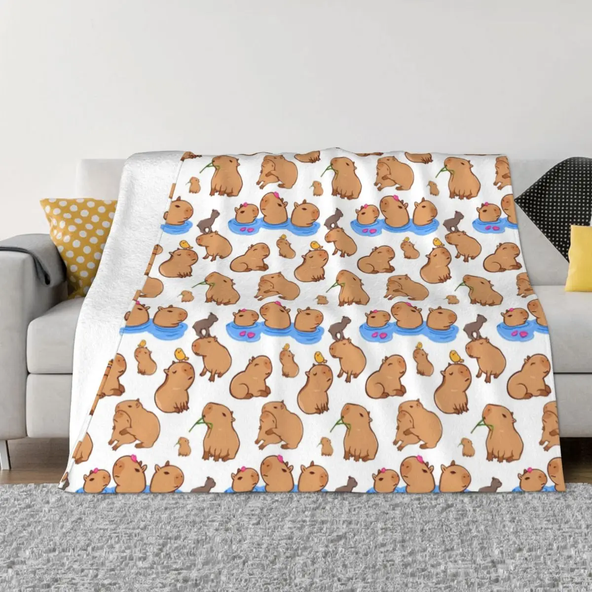 

Capybara Pattern Blanket Cover Kawaii Animal Flannel Throw Blankets Home Couch Personalised Soft Warm Bedspreads 1