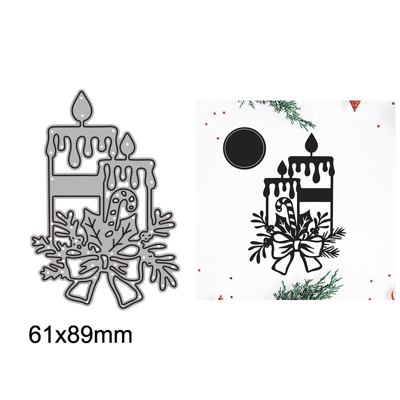 

Merry Christmas Candle Frame Metal Cutting Dies Stencils Die Cut for Diy Scrapbooking Handmade Album Paper Card Embossing