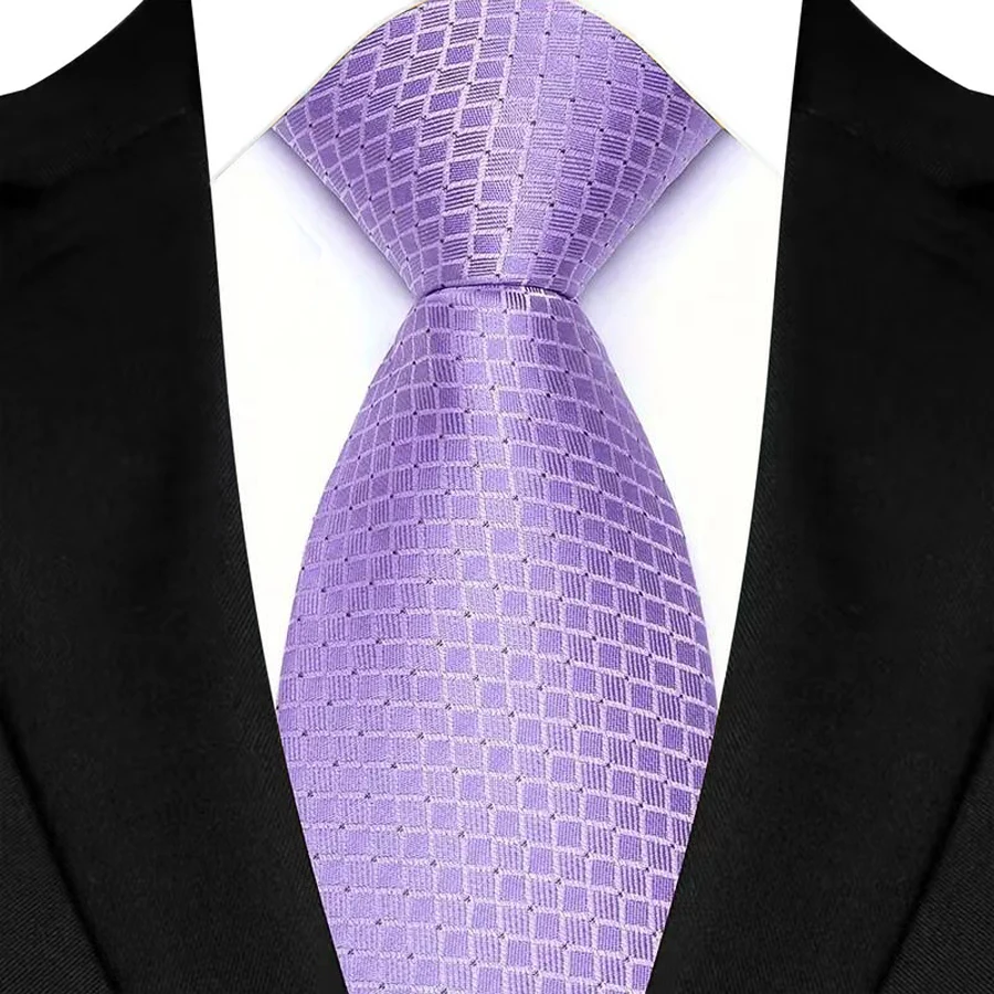 Luxus 8CM Herren Krawatte Licht Lila Farbe Streifen Floral Krawatten Für Mann Bräutigam Jacquard Gewebt Krawatte Für Business hochzeit Party – Detail 8
