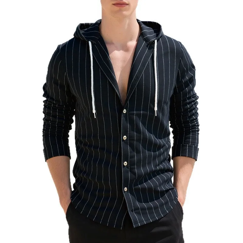 Summer Male Striped Hoodie Sweatshirt